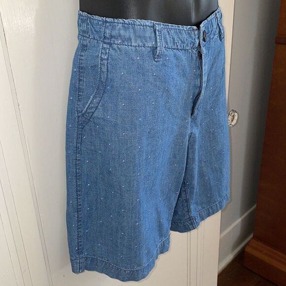 Aeropostale blue denim chambray flat front shorts with tiny sailboat print - Picture 4 of 9